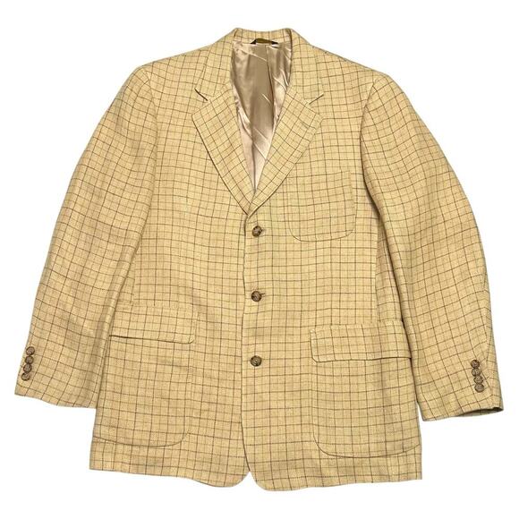 Vintage COACH‎ Women’s Tweed Sports Blazer Coat Jacket - Tan / Brown Plaid - M